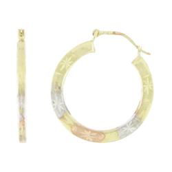 10k White Gold Red Black Hoop Earringswhite 