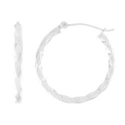 10k White Gold Medium Size Hoop Earringswhite 