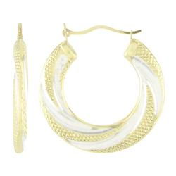10k White Gold Yellow Medium Size Hoop Earringswhite 