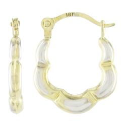 10k White Gold Yellow Small Hoop Earringswhite 