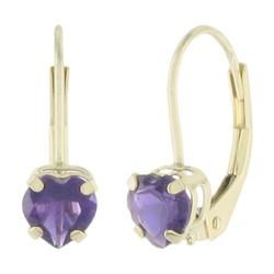10k Yellow Gold Amethyst Hoop Earringsyellow 