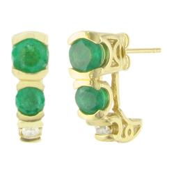 Yellow Gold Emerald Diamond Earringsyellow 