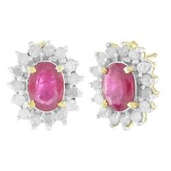 Yellow Gold Ruby Diamond Earringsyellow 