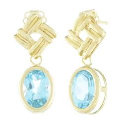 Yellow Gold Blue Topaz Earringsyellow 