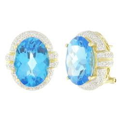 Yellow Gold Blue Topaz Diamond Earringsyellow 