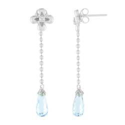 White Gold Blue Topaz Diamond Earringswhite 