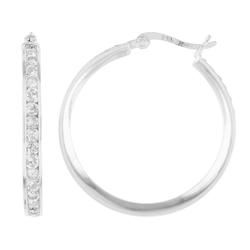 Sterling Silver Hoop Cubic Zirconia Earringssterling 