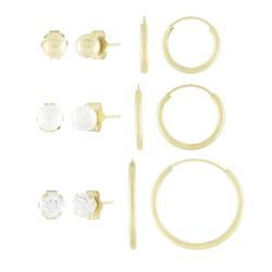 10k Yellow Gold Pearl Hoop Earringsyellow 