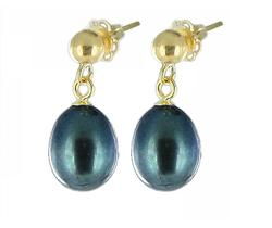 14k Yellow Gold Black Pearl Earringsyellow 