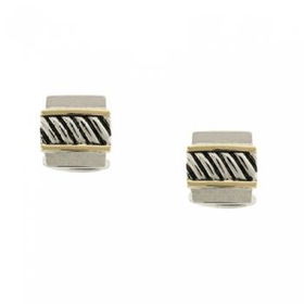 Sterling Silver Cuff Links w/ 14K Accents Rope Design