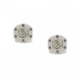 New Men's Sterling Silver Cuff Links Sapphire Gemstones