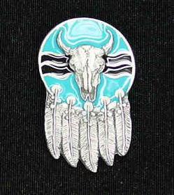 Native American Buffalo Skull Shield Bolo Tiebolo 