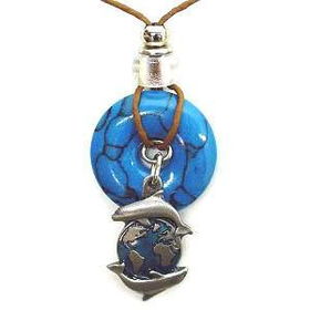 Earth Reflections Diamond Cut Necklace - Dolphins & Worldearth 