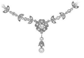 Cubic Zirconia Sterling Silver Flower Necklacecubic 