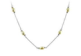 Freshwater Pearl Sterling Silver Chain Necklacefreshwater 