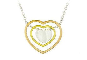 Tri-tone Heart Sterling Silver Necklacetri 