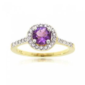 Yellow Gold Circle of Life Ring w/ Amethyst & Diamondyellow 
