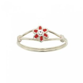 Childs Sterling Silver Ring Enamel Crystal Flower Sz=5childs 