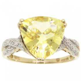 Brand New Yellow Gold Ring Trillion Citrine Gemstonebrand 