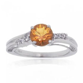 14KT White Gold Ring w/ Citrine & Diamond Gemstoneswhite 