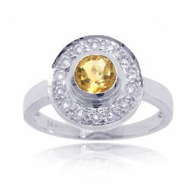 Solid White Gold Circle of Love Ring Citrine & Diamondsolid 