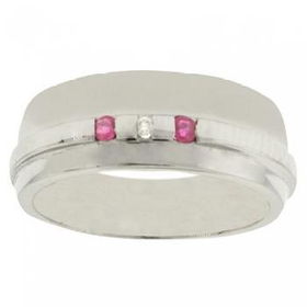 Sterling Silver Band Ring 3 Stone Ruby Diamond Designsterling 
