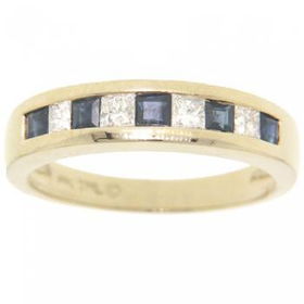 14KT Gold Wedding Band Ring Princess Sapphire Diamondgold 