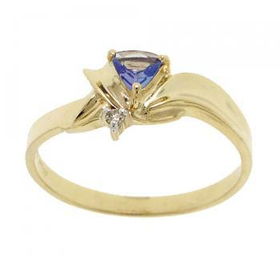 Yellow Gold Ring Trillion Tanzanite Diamond New Sz=5.5yellow 