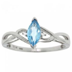 New White Gold Twisted Ring Marquise Blue Topaz Diamondwhite 