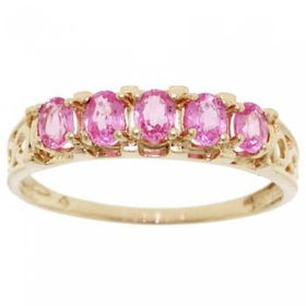 14KT Yellow Gold Band Ring 1/2cttw Oval Pink Topazyellow 