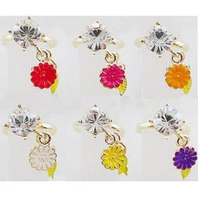 Ladies Fashion Gp Flower W/Charm, Crystal Ring Case Pack 12ladies 