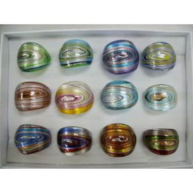 Ladies Fashion Glass Marble Multi-Color Rings Case Pack 12ladies 