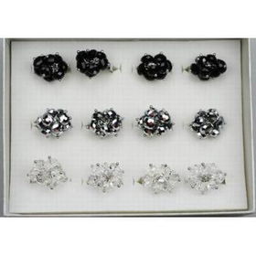 Ladies Fashion Glass Bouquet Rings Case Pack 12ladies 