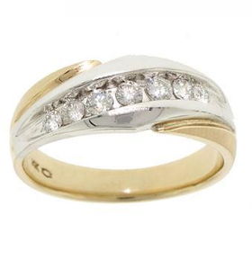 14K Yellow White Gold Mens Wedding Band .50cttw Diamondyellow 