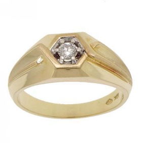 Yellow Gold Mens Wedding Ring Band Solitaire Diamondyellow 