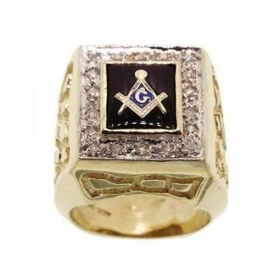 14KT GOLD MENS MASONIC FRATERNAL RING 1/2 CARAT DIAMONDgold 