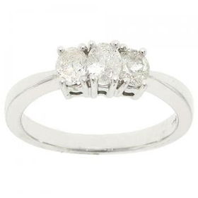 14KT White Gold Ann Wedding Ring Three Stone Diamondwhite 