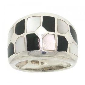 New Sterling Silver Black Onyx Mother of Pearl Ringsterling 