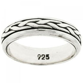 Sterling Silver Twisted Braided Rotating Band Ringsterling 
