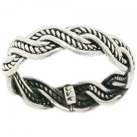 925 Solid Silver Braided Rope Twisted Sz=9 Band Ringsolid 