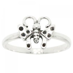 Solid Sterling Silver Butterfly Ring Ladies Size 5.5solid 