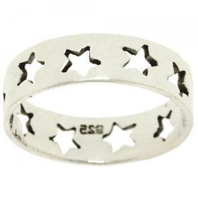 Sterling Silver Ring Circle of Stars Solid 925 Size 7.5sterling 