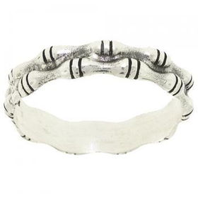 Sterling Silver Bamboo Accented Band Ring Sz=3.5sterling 