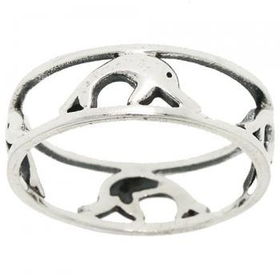 Sterling Silver Jumping Dolphin Ring Band Size 7sterling 