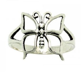 Solid Sterling Silver 925 Butterfly Ring Ladies Sz=6solid 