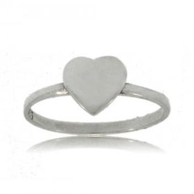 Ladies Solid Sterling Silver Heart Ring Polished Sz=6ladies 