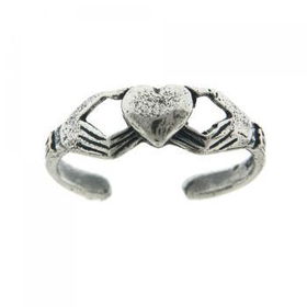 Sterling Silver Celtic Claddagh Adj. Heart Toe Ringsterling 