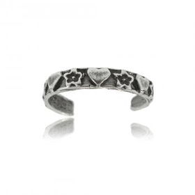 Solid Sterling 925 Adjustable Stars & Hearts Toe Ringsolid 
