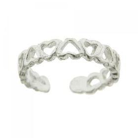 New Sterling Silver Multiple Heart Adjustable Toe Ringsterling 