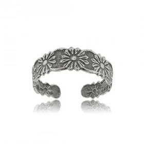 Sterling 925 Silver Multi Flower Adjustable Toe Ringsterling 